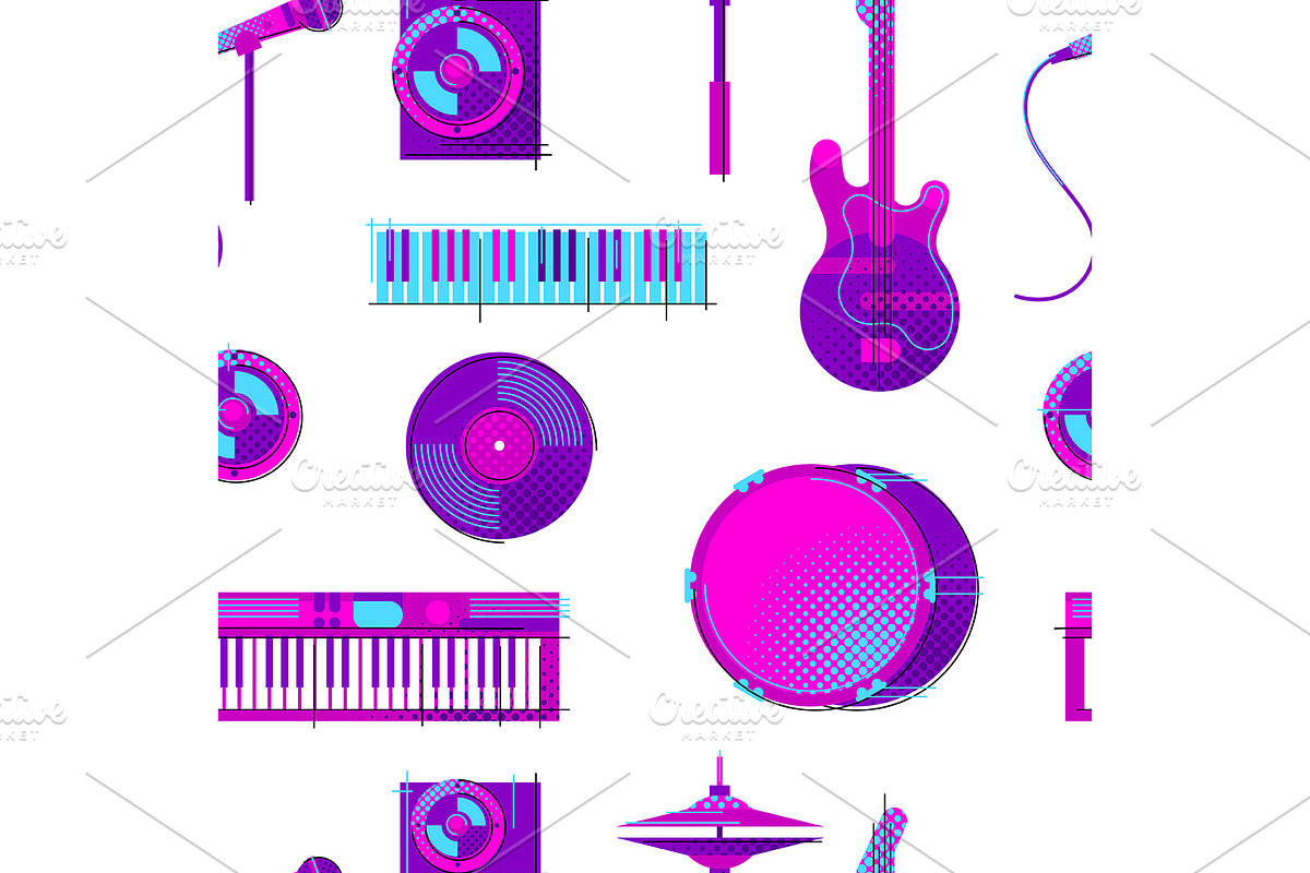 Pattern with musical items., an Object Illustration by incomible