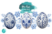 Blue Floral Eggs, a Seasonal Illustration by Verdigris Studios (Thumbnail 1 of 4)