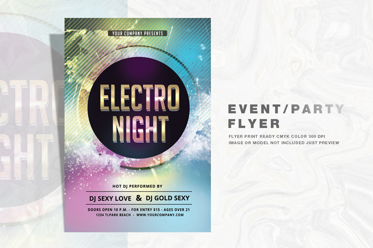 Electro Night Party Flyer, a Flyer Template by feydesign