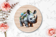 Watercolor Baby Rhinoceros Clipart, an Illustration by CraftArtStudio (Thumbnail 4 of 5)
