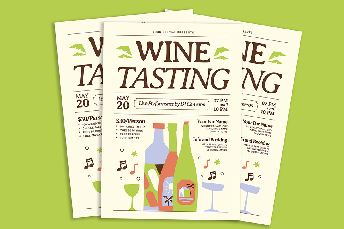 Summer Wine Tasting Flyer, a Flyer Template by Gumico Studio. (Photo 2 of 3)
