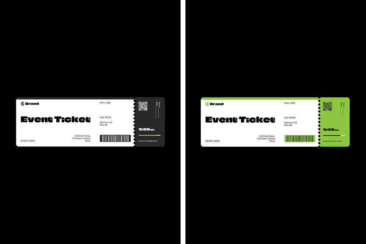 Event Ticket Layout Design Template, a Stationery Template by DesignCrest (Photo 8 of 11)