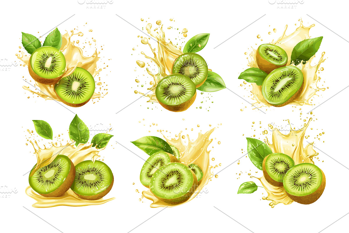 Juicy kiwi fruit fresh slices, a Food Illustration by Onyx