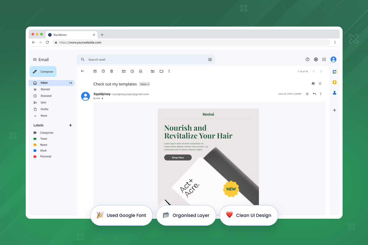 Revive - Hair Care Email Newsletter, an UI Kit Template by SquidPixey (Photo 2 of 6)