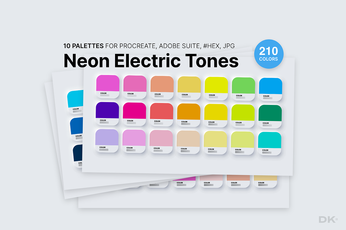 Neon Color Swatches for Procreate, a Palette Add-On by Designer's Kit Co (Photo 1 of 10)