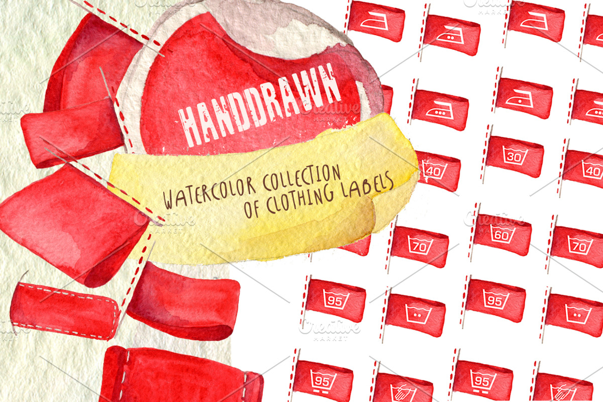 Watercolor clothing labels, vector.