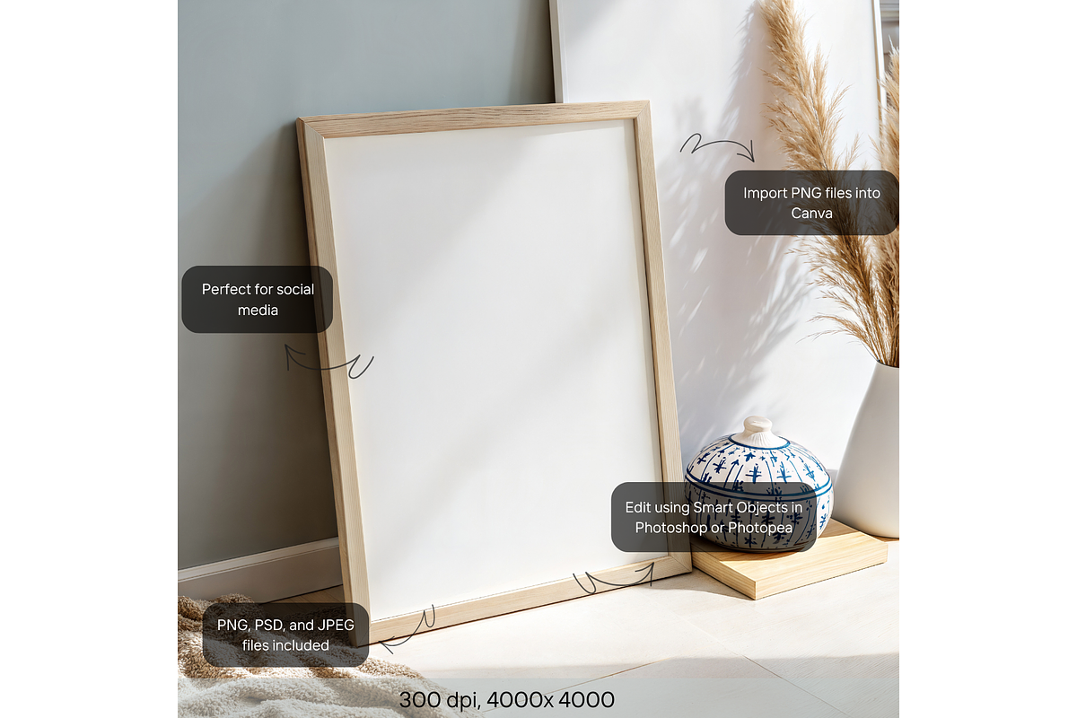 Coastal Boho Frame Mockup, a Product Mockup by MockupWizard (Photo 2 of 5)