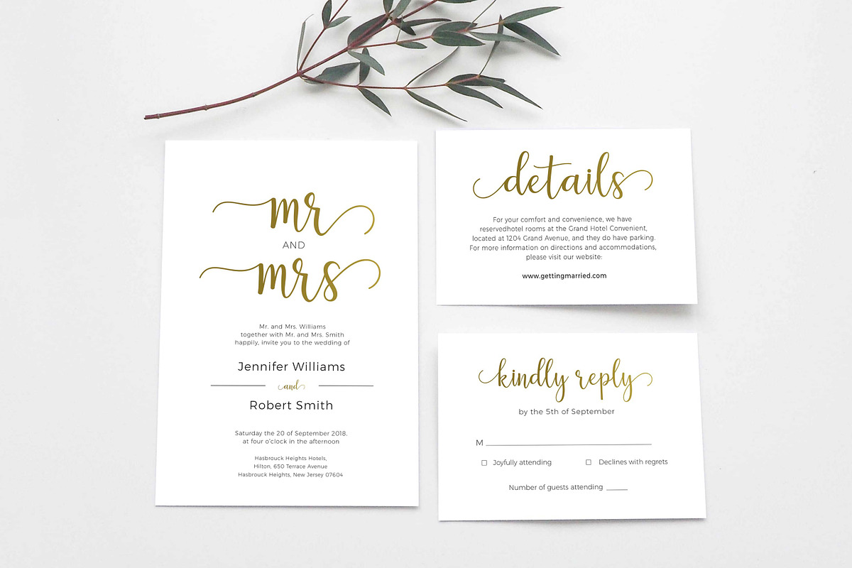 Wedding Invitation Set Gold, a Templates & Theme by DevineWedding (Photo 1 of 4)