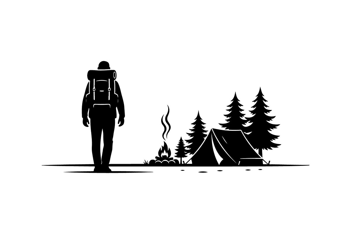 Outdoor Camping Scene Silhouettes Se, an Object Graphic by yasushie (Photo 3 of 6)