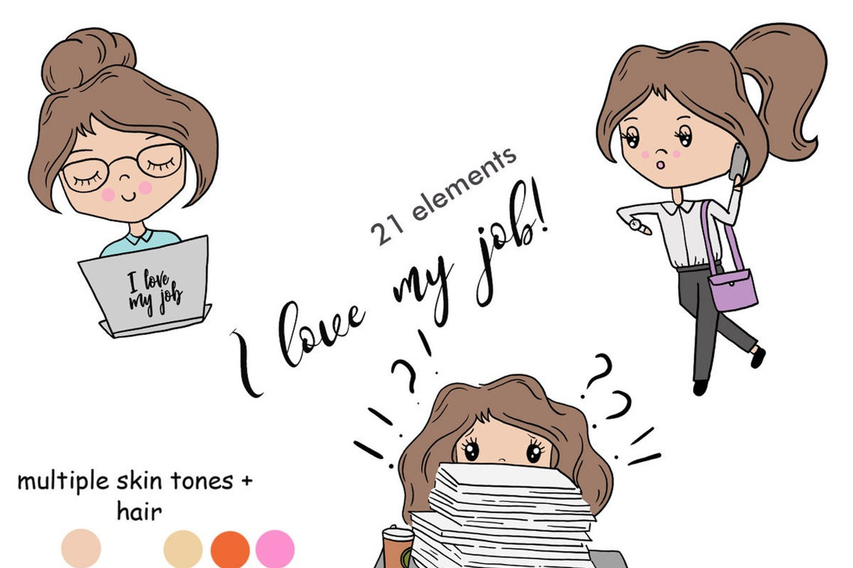 I Love My Job Cute Dolls, a Person Illustration by GlamArtZhanna (Photo 1 of 4)