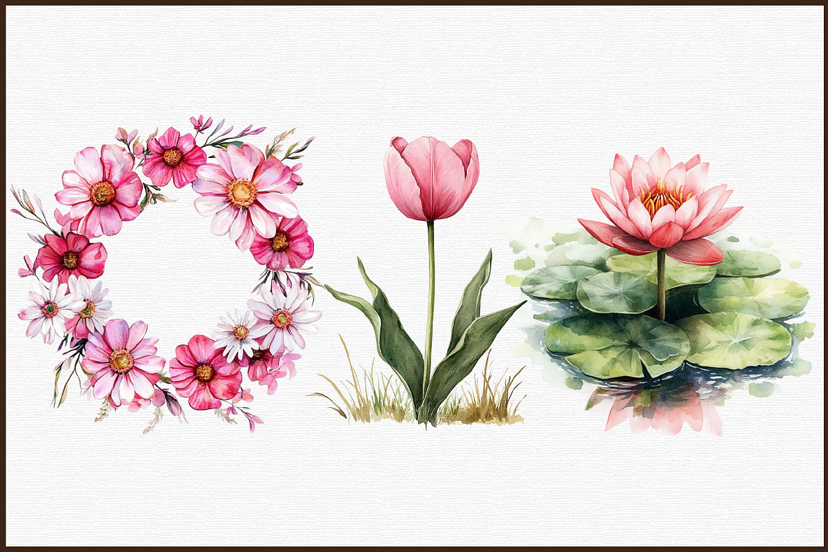 Pink Summer Meadow Clipart, an Illustration by Sublimation Artist (Photo 3 of 6)