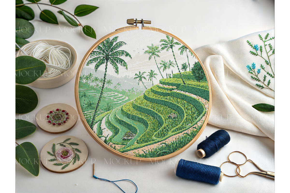 Fresh Botanical & Navy Hoop Mockup, a Product Mockup by MockupWizard (Photo 2 of 3)