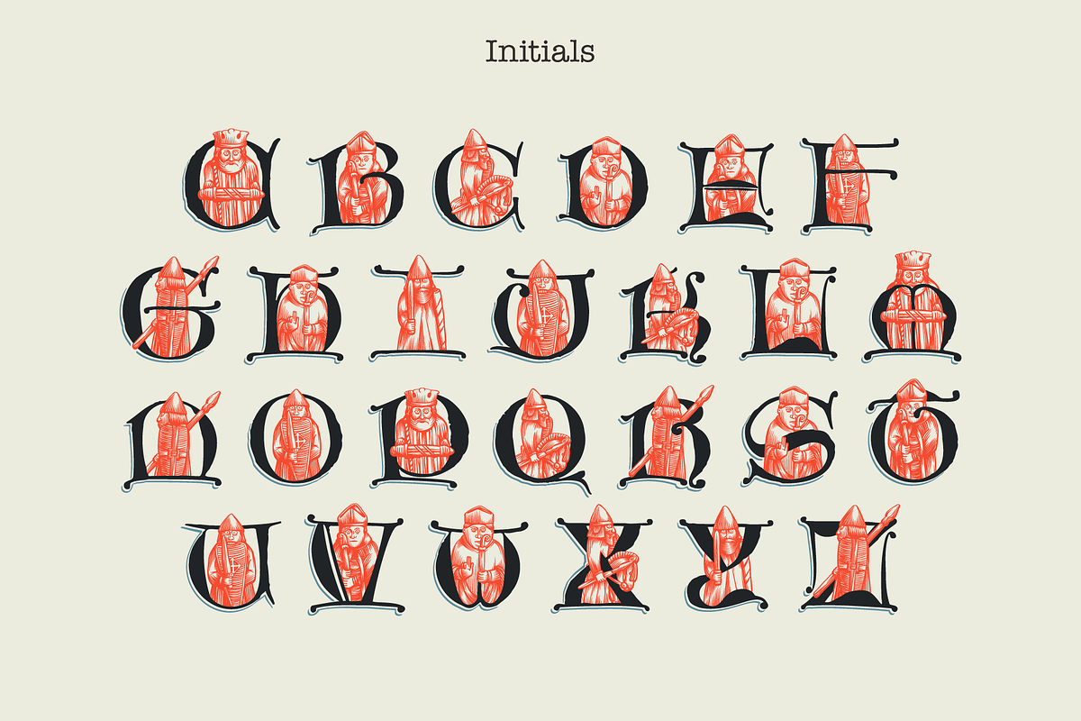 Lewis Chessmen Medieval Initials, a Blackletter Font by kaer_shop (Photo 4 of 10)
