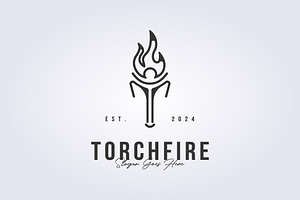 minimal outline torch fire icon symb, a Branding & Logo Template by Lodzrov