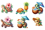 Watercolor Summer Turtle Clipart, a Seasonal Illustration by DreamArtGraphic (Thumbnail 4 of 4)