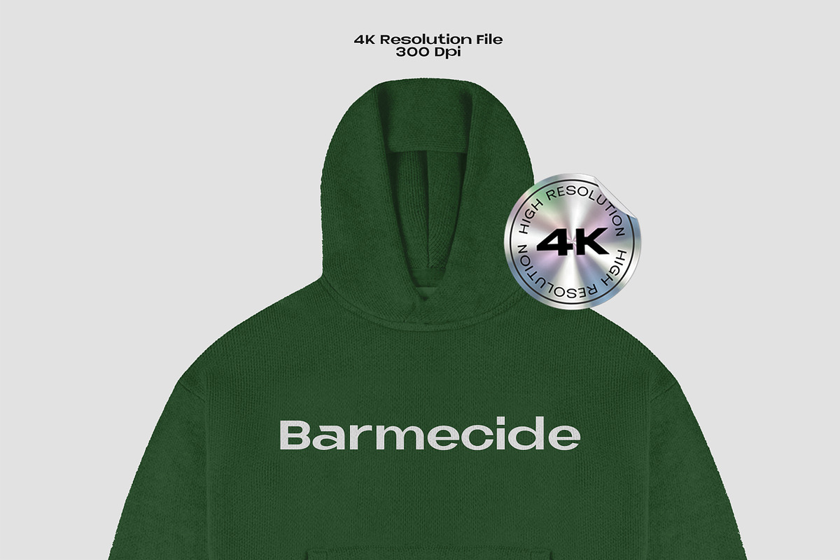 Knitted pullover hoodie mockup, a Hoody Mockup by Barmecide Mockup Studio (Photo 2 of 3)