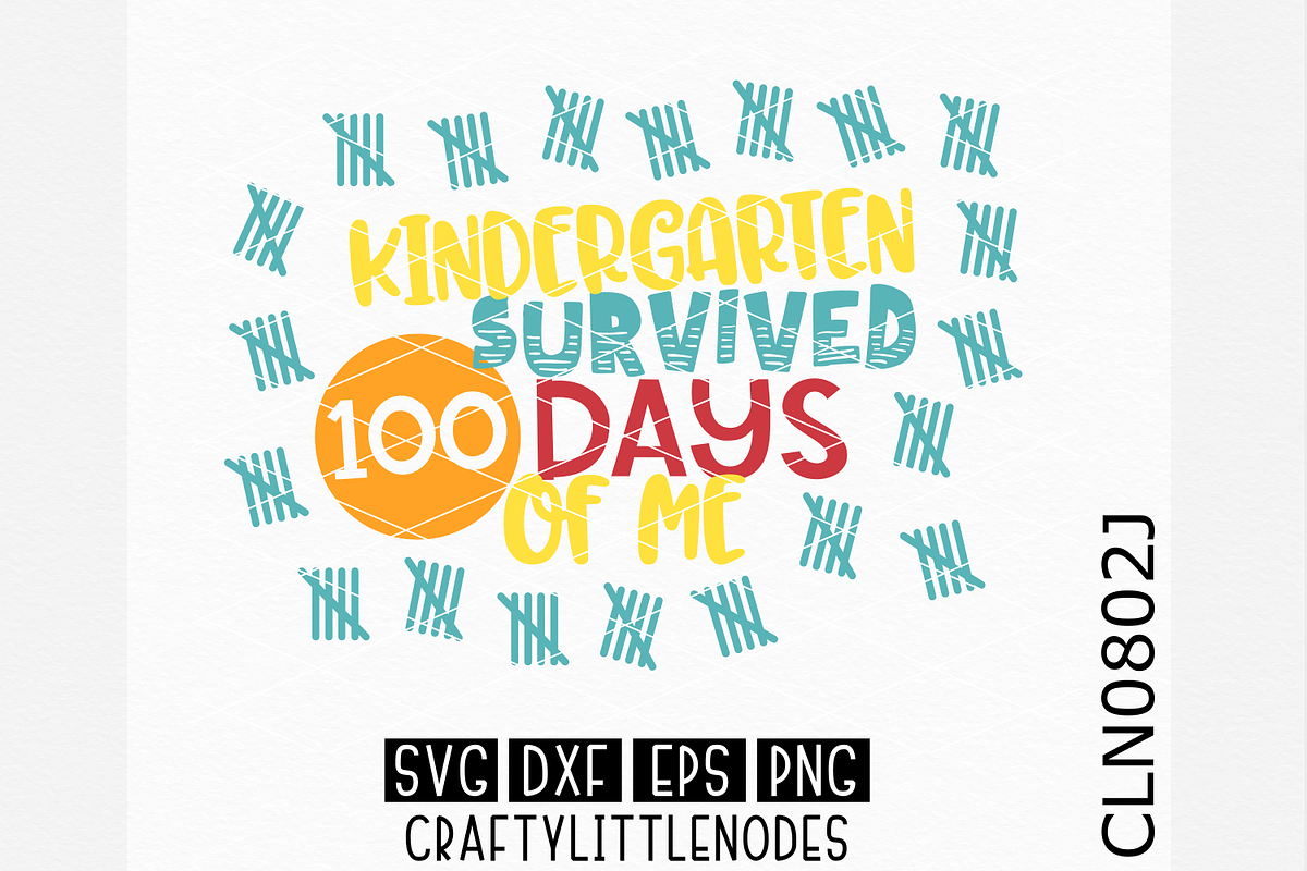 Kindergarten Survived 100 Days SVG, an Education Illustration by CraftyLittleNodes