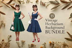 Vintage Herbarium Background Bundle