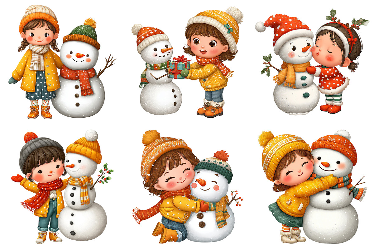 Christmas Girl with Snowman PNG, an Illustration by Craft Nest (Photo 10 of 11)