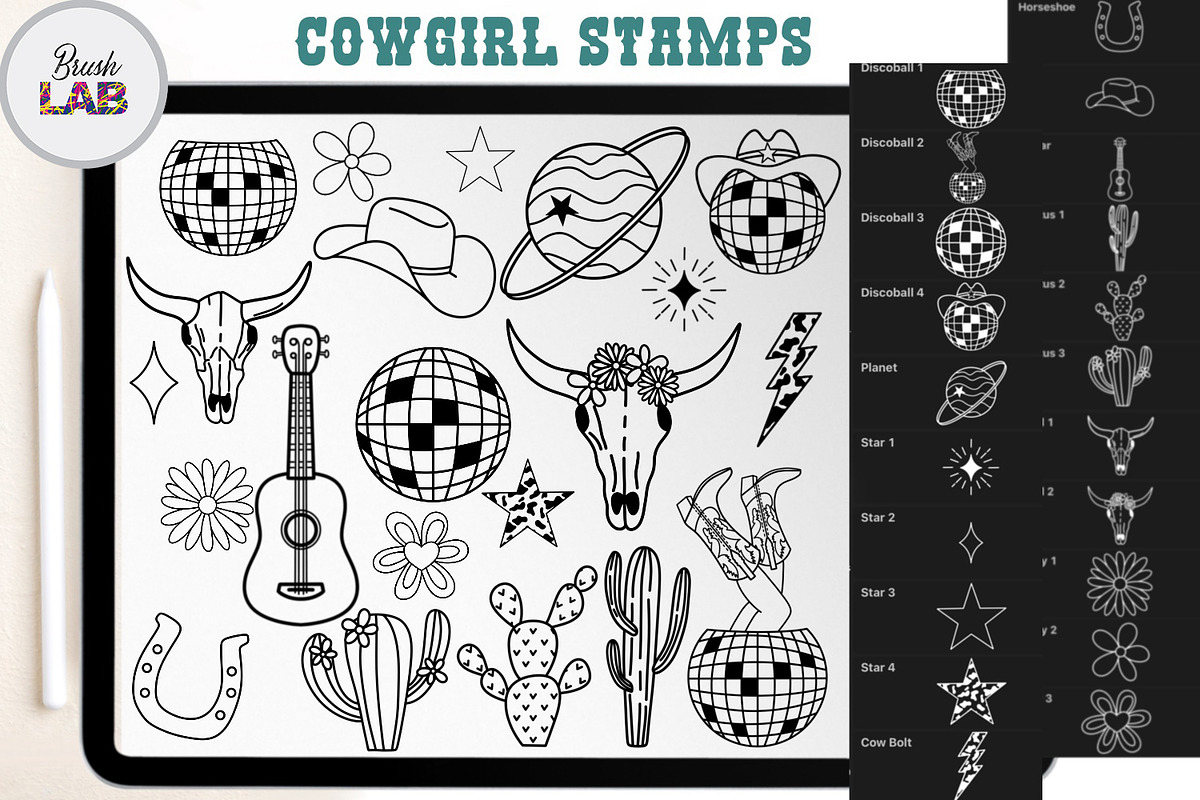 Disco Cowgirl Procreate Set, a Brushes & More by Brush Lab (Photo 3 of 8)