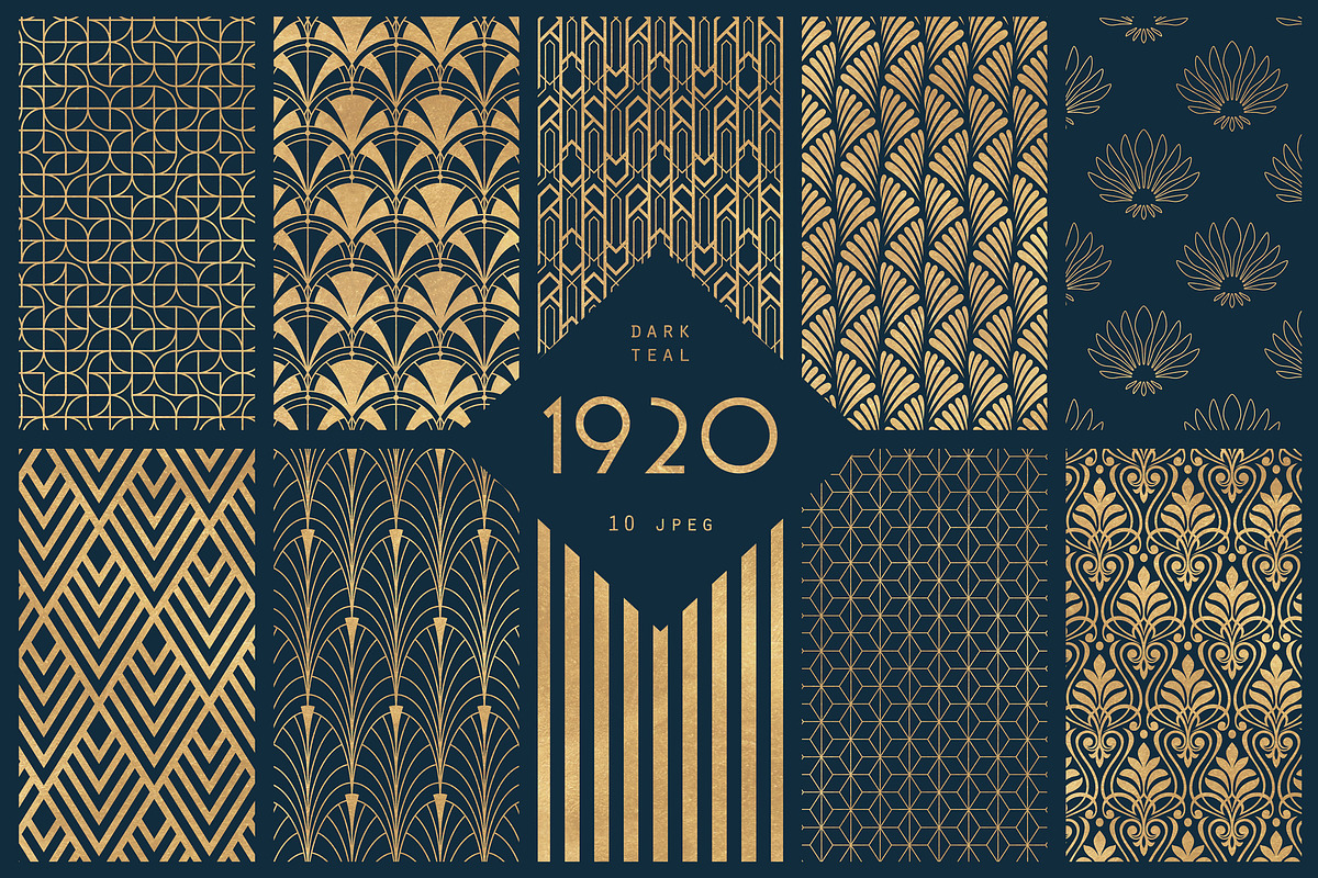 1920 Art Deco Seamless Patterns, a Pattern Graphic by The Paper Town (Photo 10 of 15)