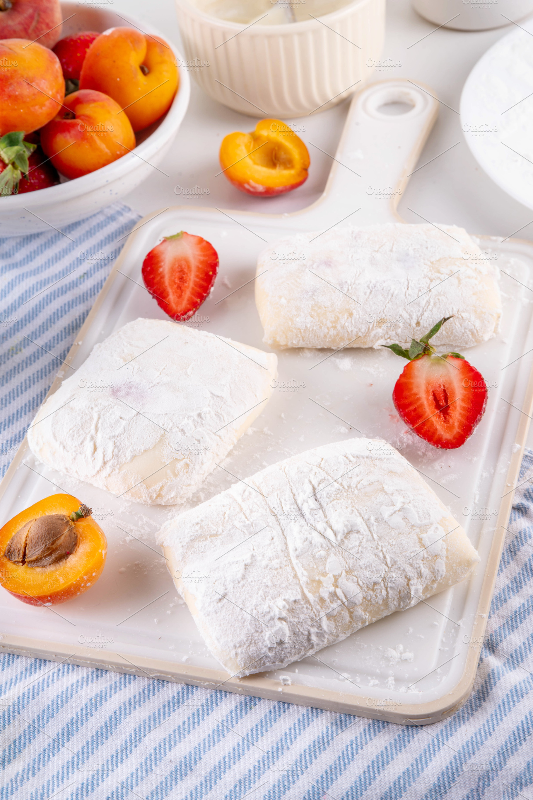 Viral healthy rice paper mochi with fresh summer fruits and gree, a Food & Drink Photo by Rimma