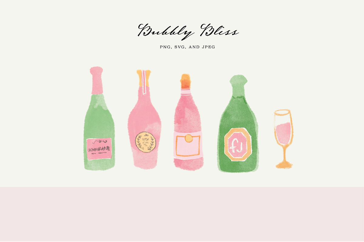 Champagne Clipart!, an Illustration by Jordyn Grace Design (Photo 3 of 4)