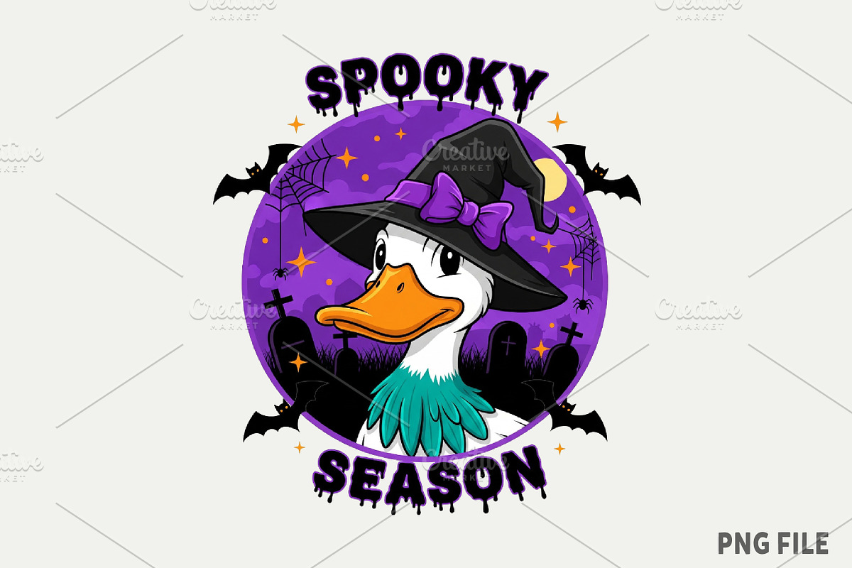 Spooky Season Goose Halloween fall, an Illustration by Watercolor design (Photo 1 of 3)