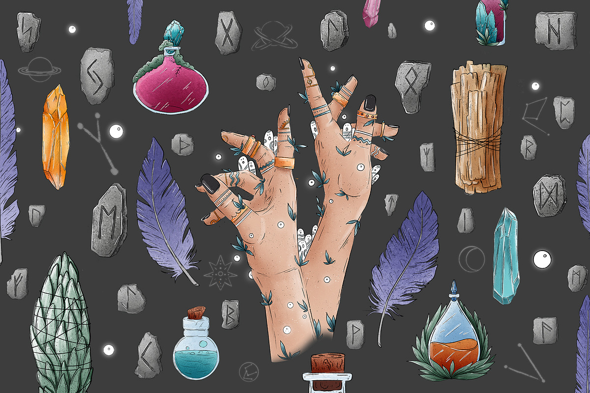 Pagan Magic and Witchcraft, an Object Illustration by Elina Kovtunova (Photo 2 of 15)