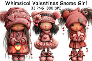Whimsical Valentines Gnome Girl PNG, an Illustration by CraftArtStudio (Thumbnail 1 of 6)