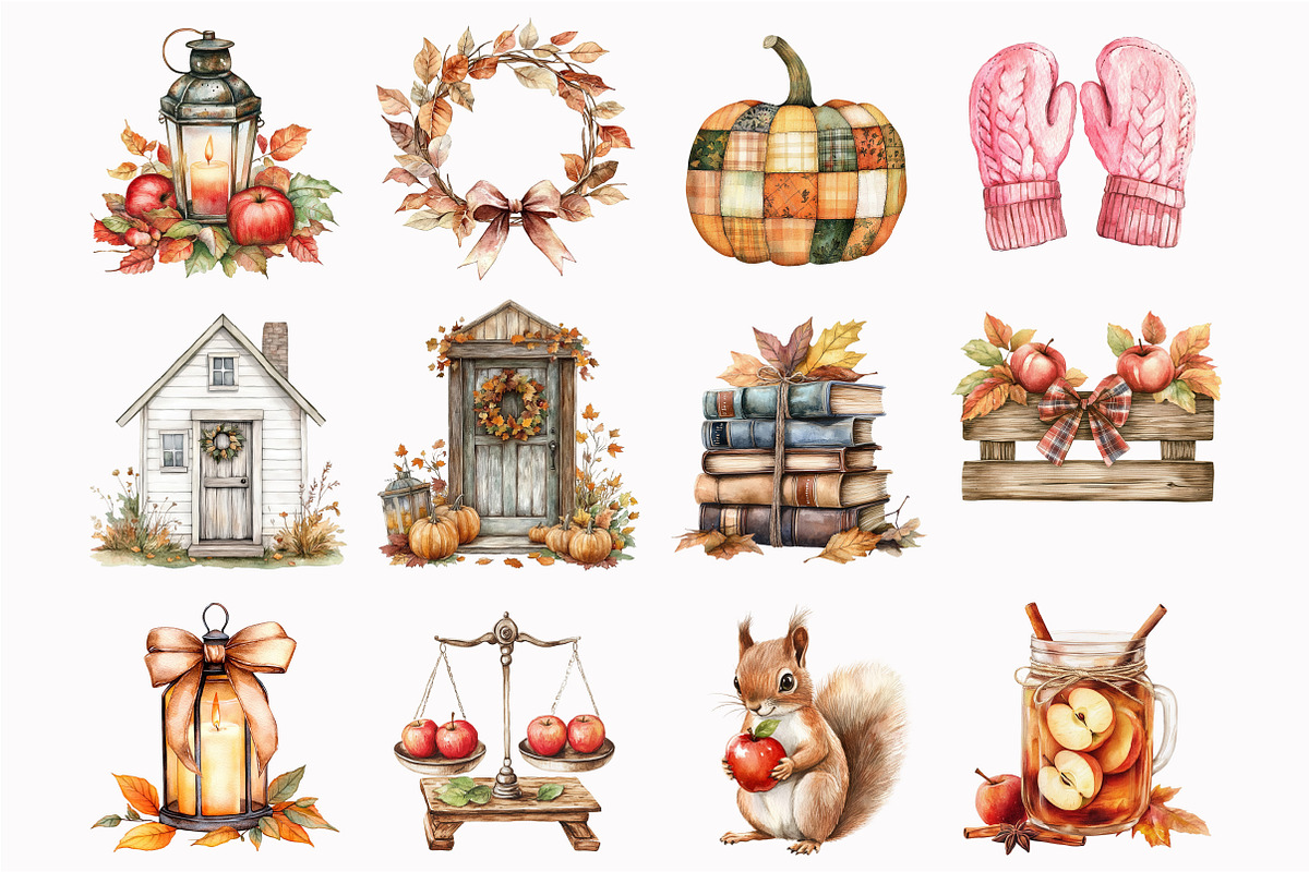 Watercolor Apple Harvest Clipart, a Seasonal Illustration by Design Market (Photo 5 of 5)