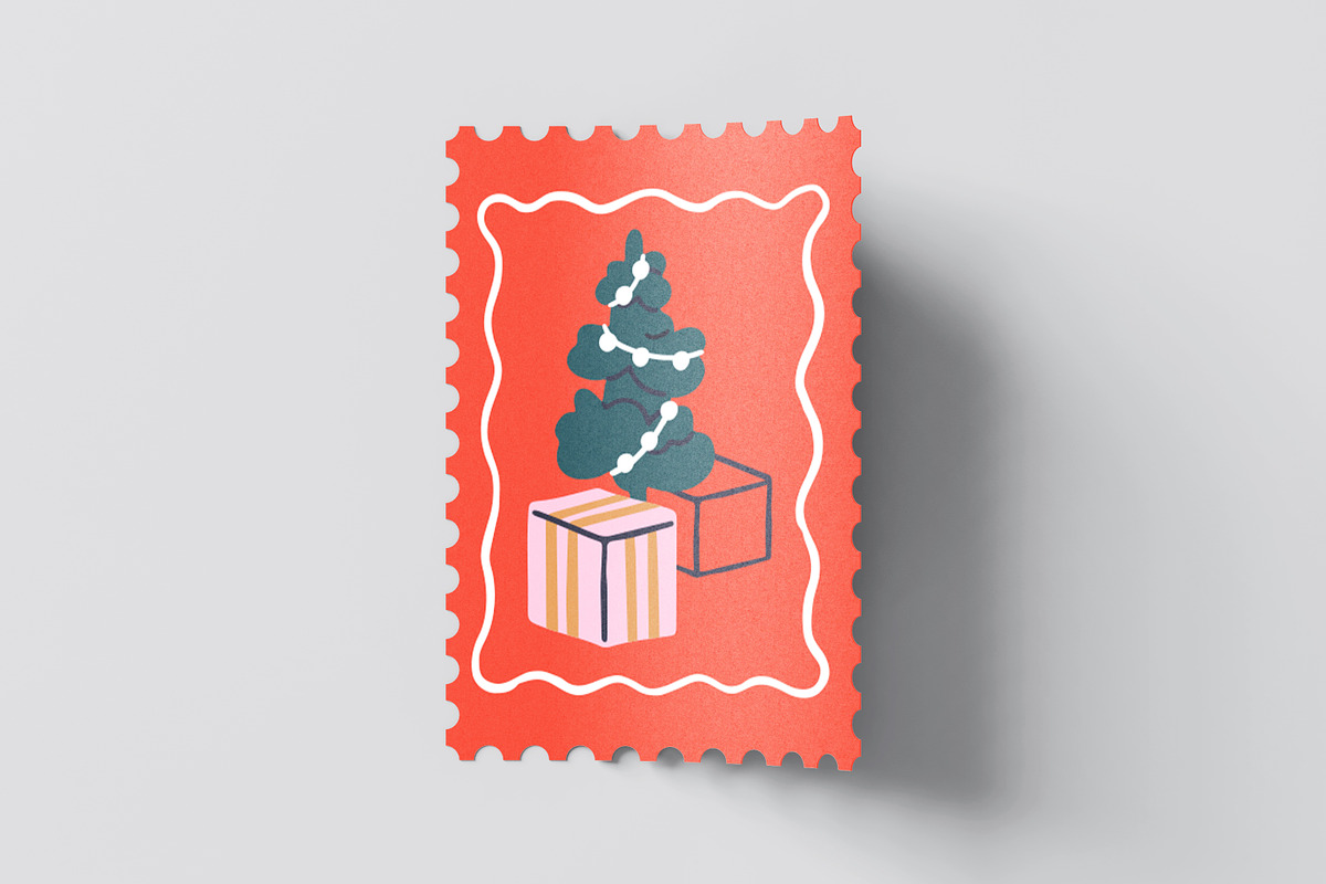 Christmas stamps, post marks set, a Seasonal Illustration by Good Studio (Photo 6 of 6)