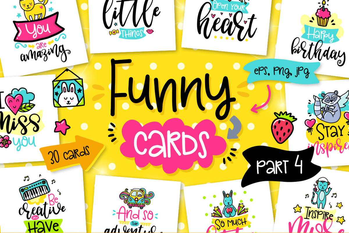30 Funny Color Cards with Quote, a Card Template by Velliniki (Photo 1 of 5)