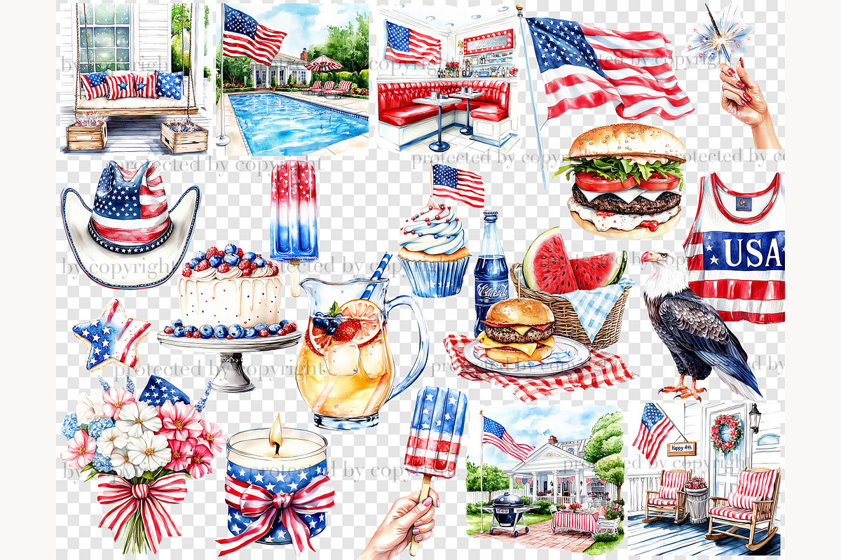 4th of July Clip Art Patriotic, a Person Illustration by GlamArtZhanna (Photo 6 of 8)