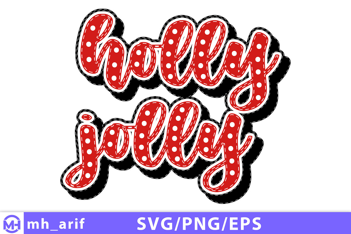 Retro Holly Jolly SVG, a Seasonal Illustration by mh_arif (Photo 1 of 3)