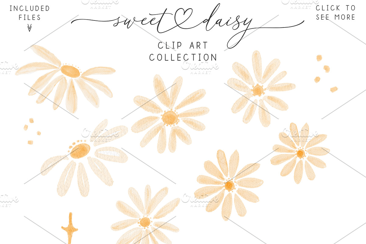 Watercolor Daisy Clipart Floral Card, a Decorative Illustration by Essem Creatives (Photo 2 of 5)