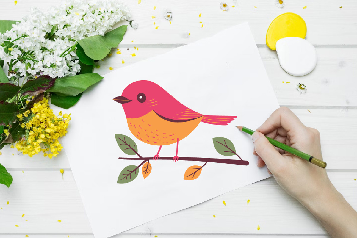 14 Cute Red Robin Bird on Tree Twig, an Animal Illustration by jongcreative (Photo 6 of 8)