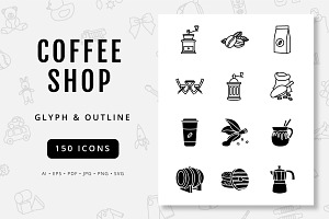 Coffee Shop Unique 150 Icons