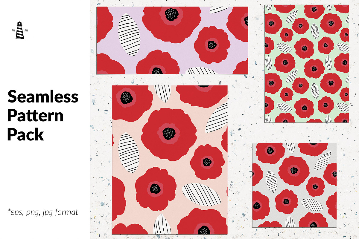 Poppy flower digital paper, a Pattern Graphic by Norse Studio (Photo 1 of 3)