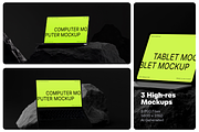 3 Computer Mockups on Dark Stone, a Mac Mockup by rodrigofkaminski (Thumbnail 1 of 5)