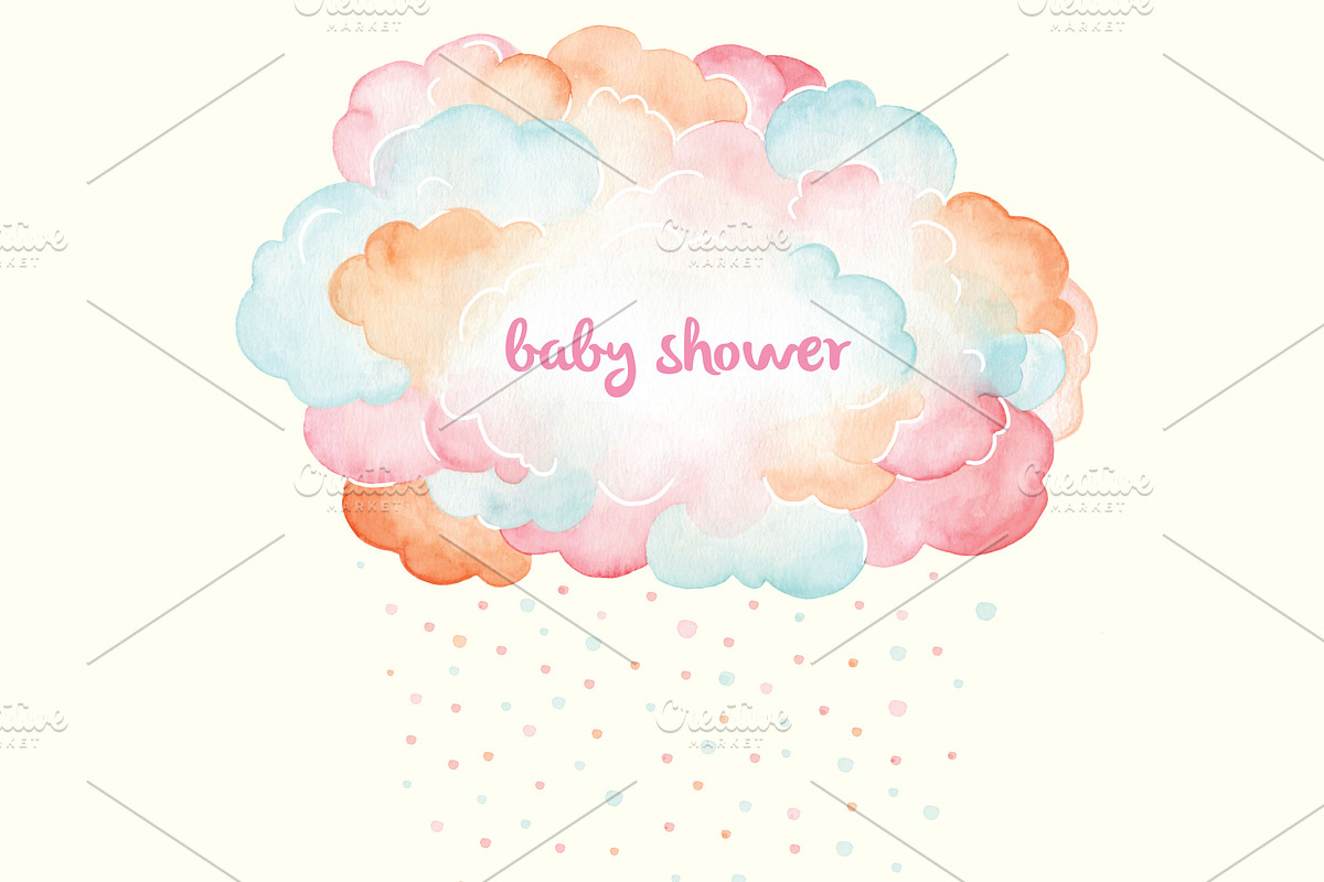 Confetti cloud - watercolor, an Illustration by Klipa Illustrations (Photo 1 of 3)