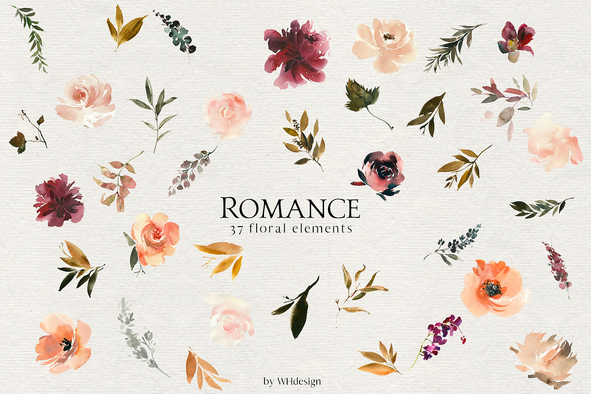 Romance Floral Clip Art Collection, a Decorative Illustration by whiteheartdesign (Photo 8 of 8)