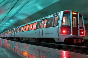 Metro Train Speeding Through Undergr, a Photo by Pixeness Studio