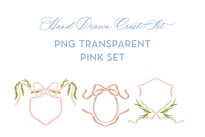 Pink Grandmillennial Crest Set