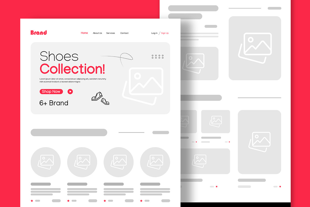 Wireframe Landing Page Layout, an UI Kit Template by CreativeShaper (Photo 1 of 6)