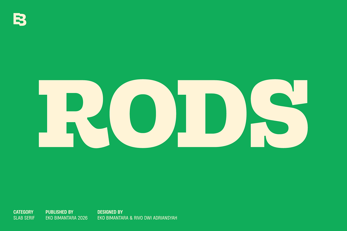 Rods; 72 Styles Slab Serif, a Slab Serif Font by Eko Bimantara (Photo 1 of 17)