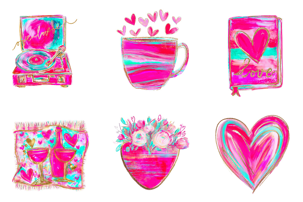 watercolor valentine day clipart, an Illustration by CreationArt (Photo 5 of 7)