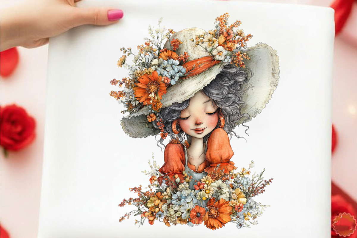 Whimsical Spring Girl Clipart, an Illustration by designcity5 (Photo 5 of 5)