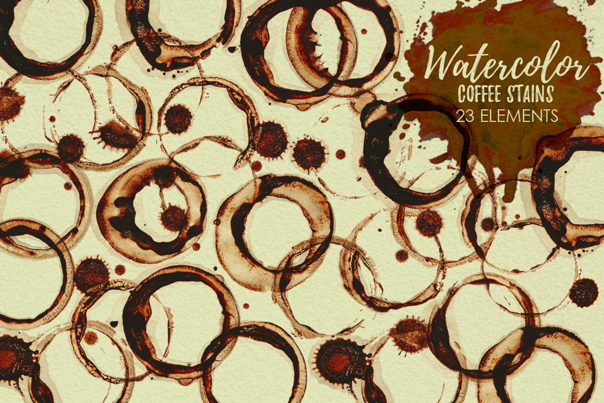 Watercolor Coffee Stains and Stalks, an Illustration by Graphobia (Photo 3 of 10)