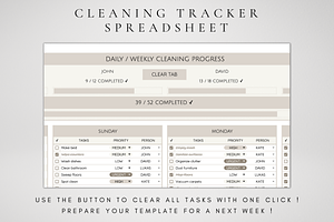 Digital Cleaning Tracker Spreadsheet